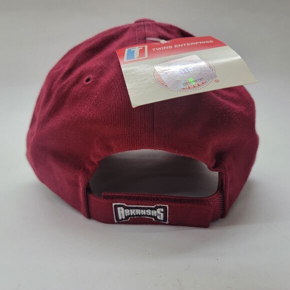 Arkansas Razorbacks Hat Hook & Loop Strapback Red Maroon Twins Enterprise NOS - Picture 4 of 8